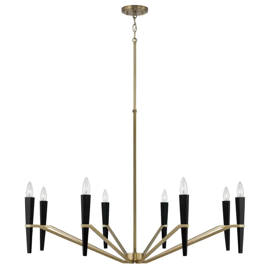 Enzo 8-Light Chandelier in Aged Brass and Black