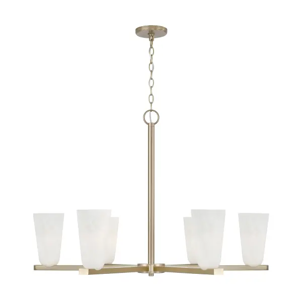 Sophisticated 6-Light Statement Piece in Warm Matte Brass
