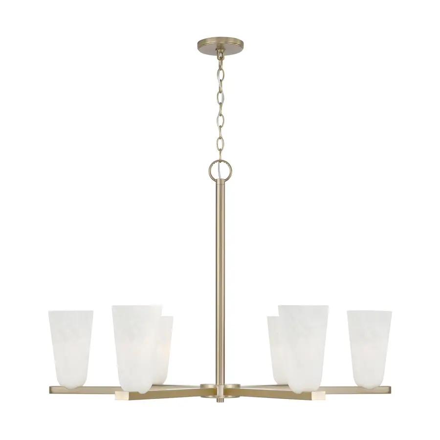 Sophisticated 6-Light Statement Piece in Warm Matte Brass