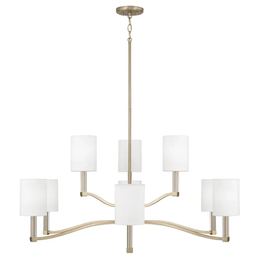 Statement-Making 9-Light Chandelier with Warm Brass Finish