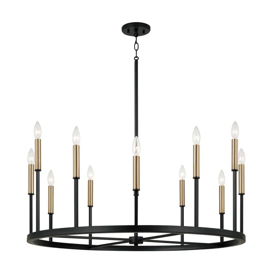 Davis 12-Light Chandelier in Espresso and Brass