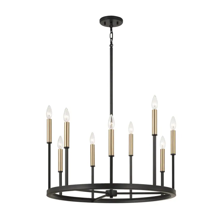Davis 9-Light Chandelier in Espresso and Brass