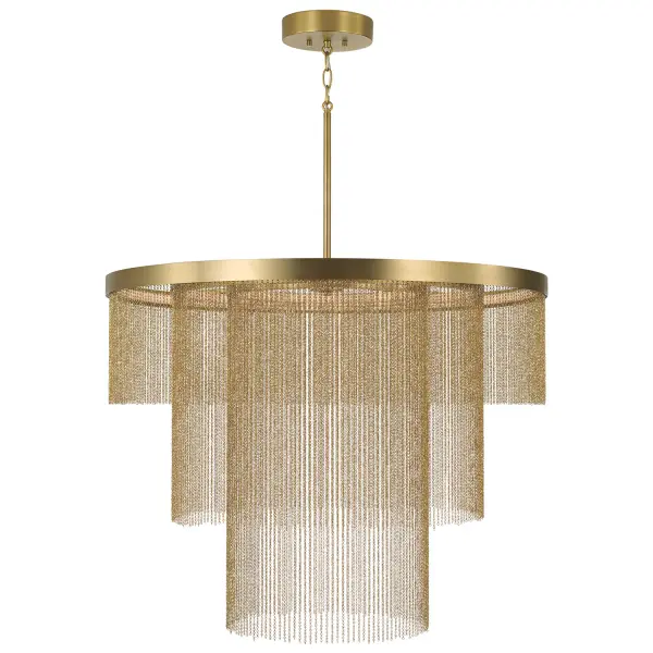 The Rae 3-Light Chandelier brings sophisticated style with its 33-inch linear design and warm aged brass finish. Perfect for dining rooms and kitchen islands, this transitional fixture balances contemporary clean lines with timeless metalwork.