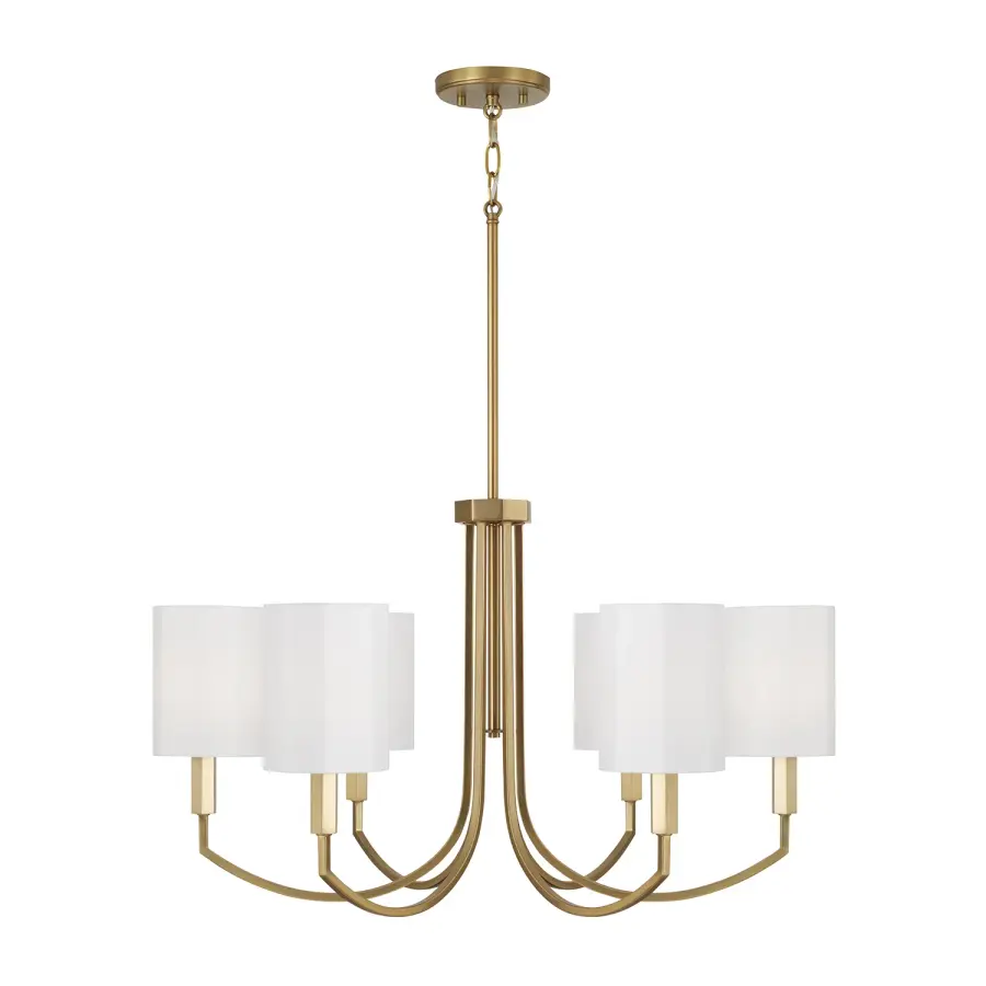 Elegant 6-Light Chandelier with Timeless Aged Brass Finish