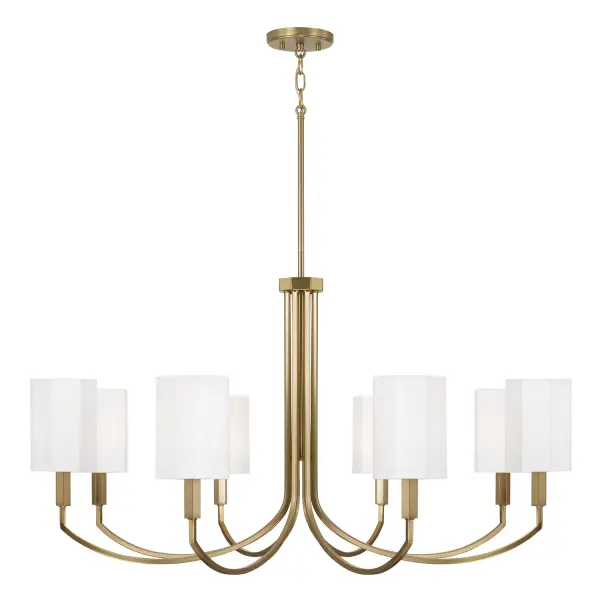 Sophisticated 8-Light Statement Piece with Warm Aged Brass Finish