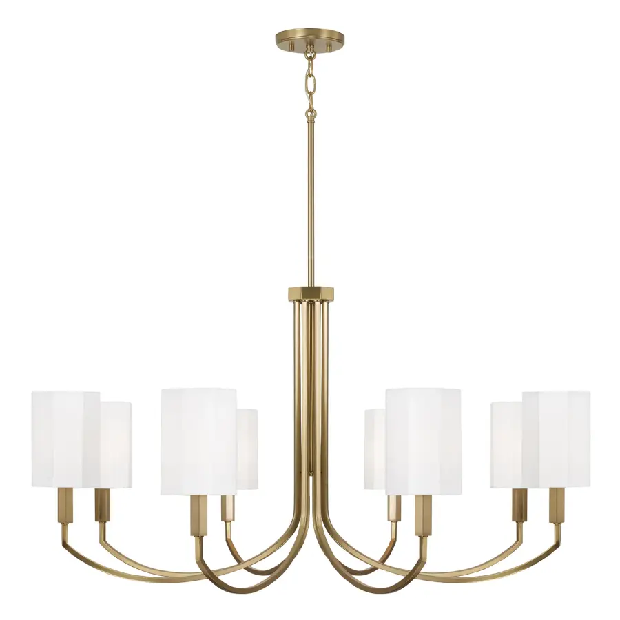 Sophisticated 8-Light Statement Piece with Warm Aged Brass Finish