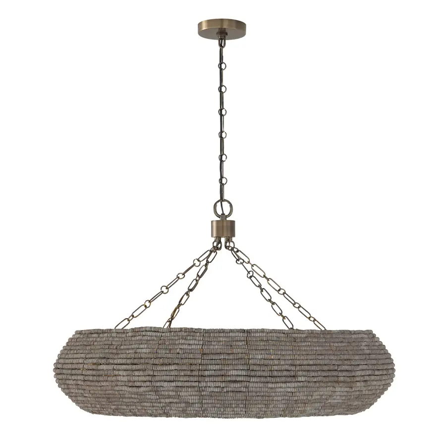 Morada 8-Light Chandelier in Aegean Grey and Dark Brass