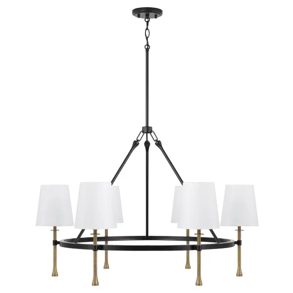 Hollis 6-Light Chandelier in Matte Black with Hammered Gold