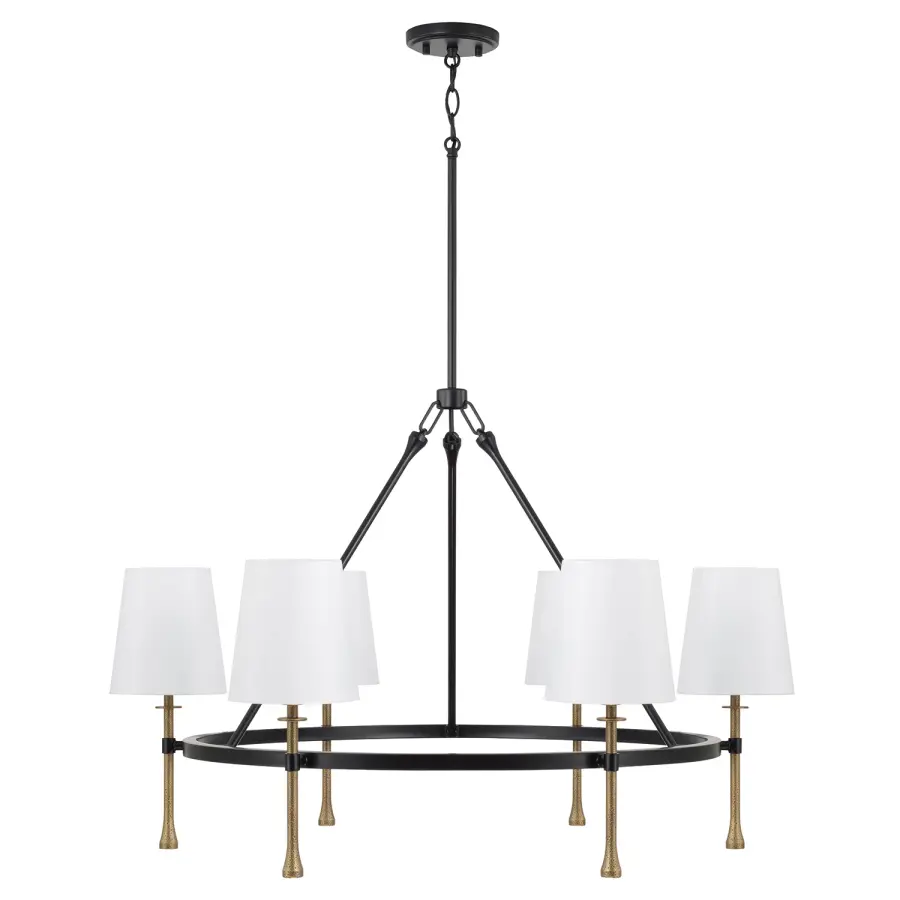 Hollis 6-Light Chandelier in Matte Black with Hammered Gold