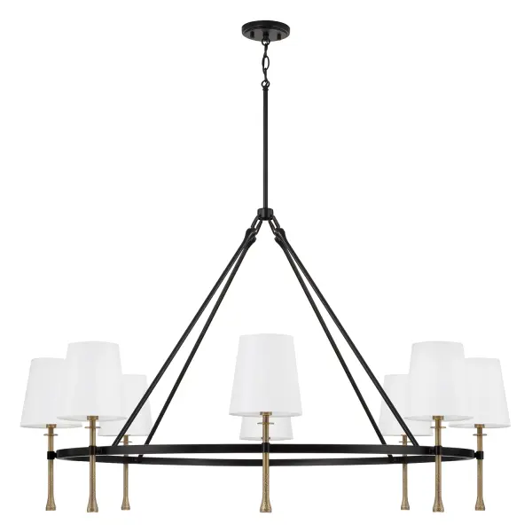 Hollis 8-Light Chandelier in Matte Black with Hammered Gold
