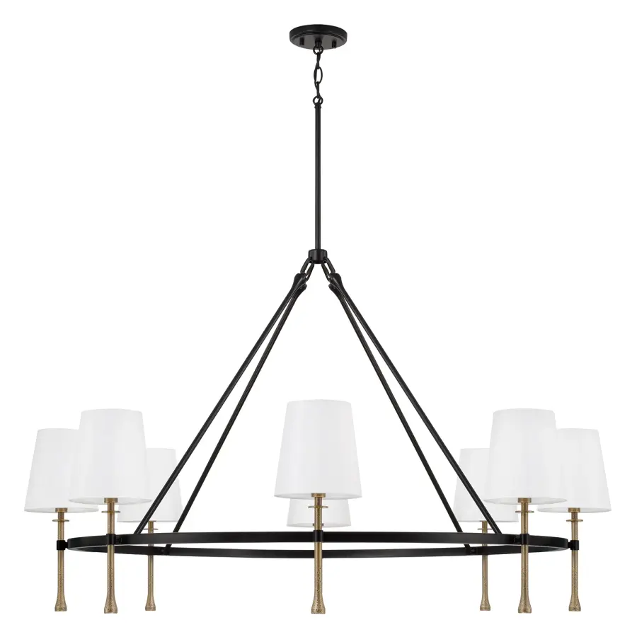 Hollis 8-Light Chandelier in Matte Black with Hammered Gold