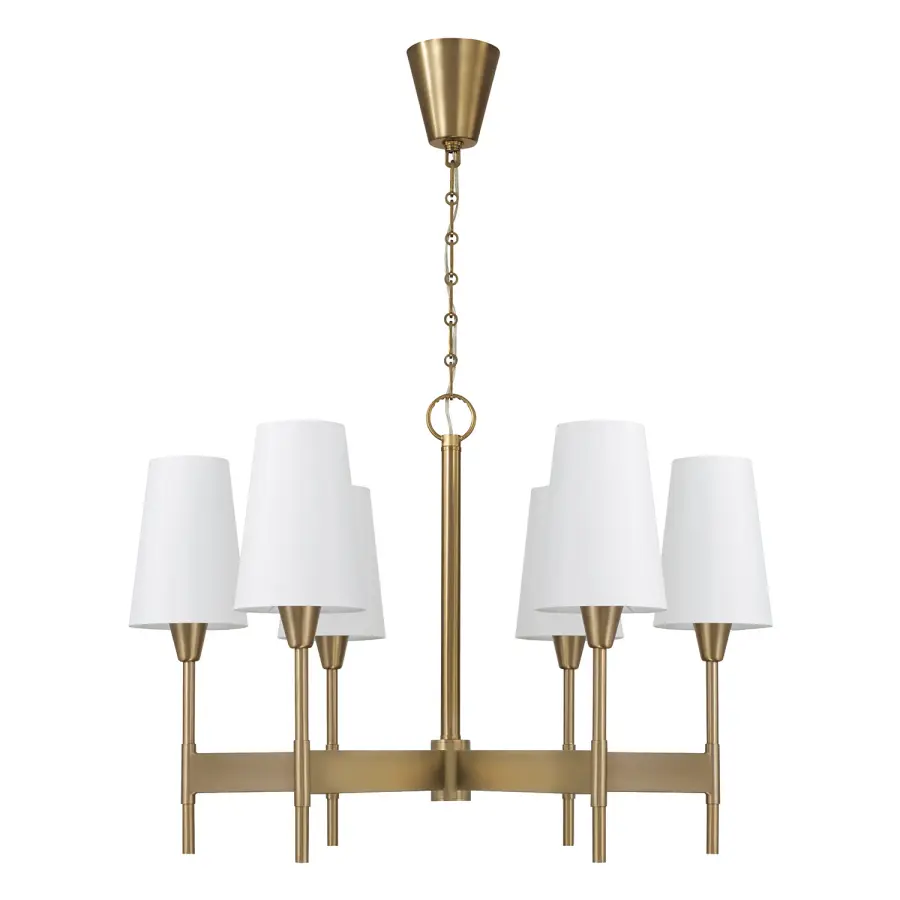 Versatile 6-Light Chandelier with Timeless Aged Brass Finish