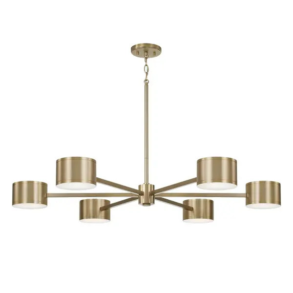 The Henley chandelier brings refined elegance with its expansive 42-inch width and warm aged brass finish. Perfect for large dining spaces and kitchen islands, this 12-light fixture provides ample illumination while making a bold design statement.