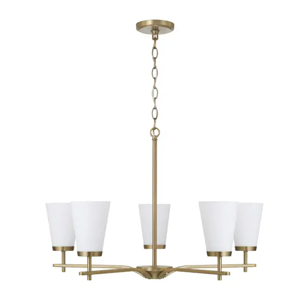 Versatile 5-Light Chandelier with Timeless Aged Brass Finish