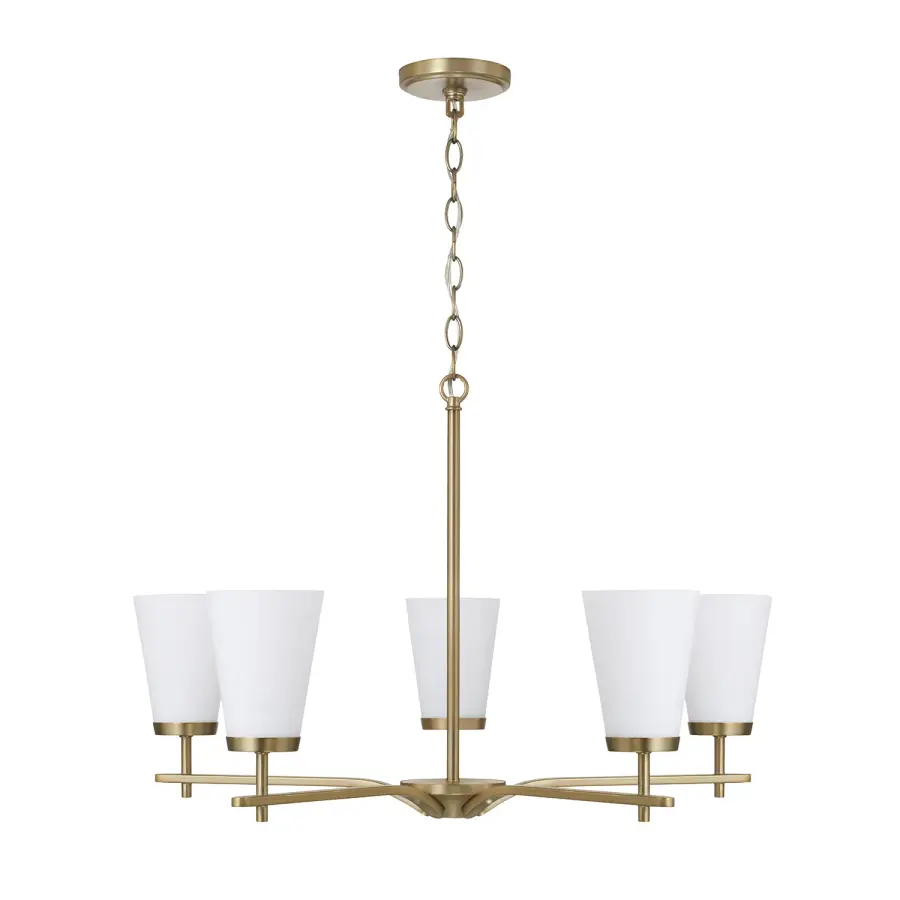 Versatile 5-Light Chandelier with Timeless Aged Brass Finish