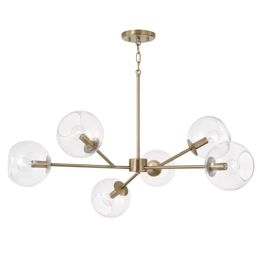 Atlas 6-Light Chandelier in Aged Brass