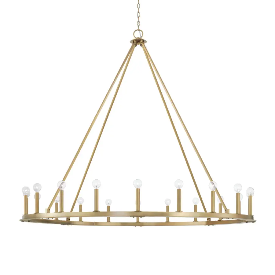 Pearson 20-Light Ring Chandelier in Aged Brass