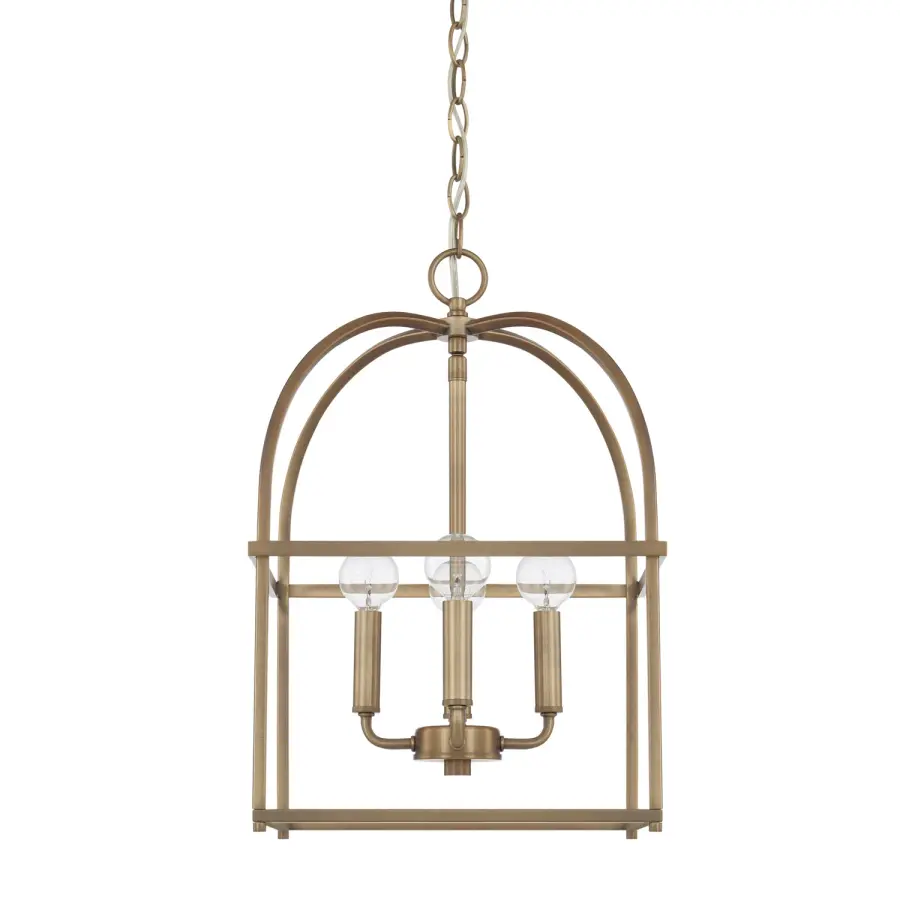 Aubrey 4-Light Foyer Pendant in Aged Brass