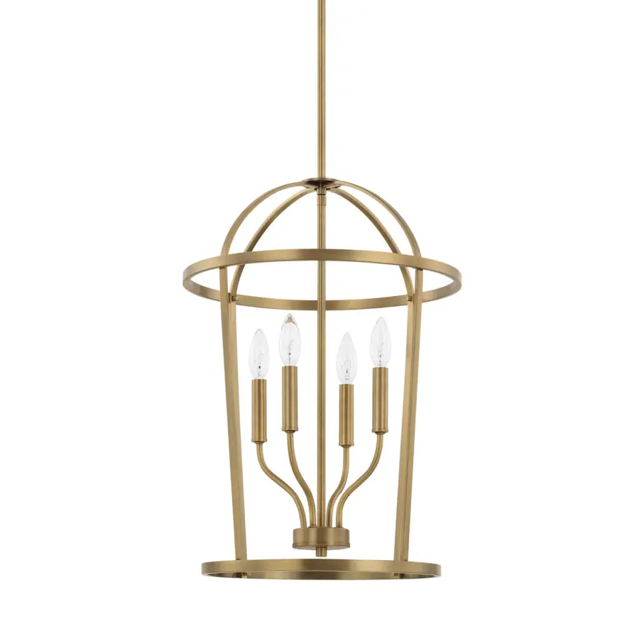 Greyson 4-Light Foyer Pendant in Aged Brass