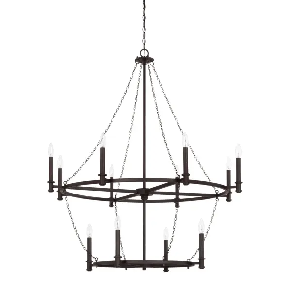 Lancaster 12-Light Chandelier in Black Iron