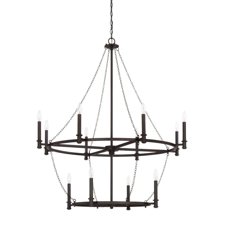 Lancaster 12-Light Chandelier in Black Iron