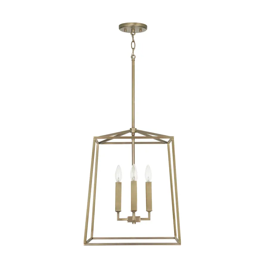Thea 4-Light Foyer Pendant in Aged Brass
