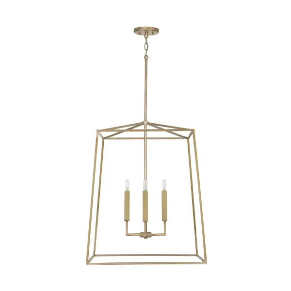 The Thea 4-Light Foyer Pendant combines classic brass warmth with clean contemporary lines. At 22 inches wide, it's perfectly scaled for medium-sized entryways and dining spaces, delivering sophisticated illumination.