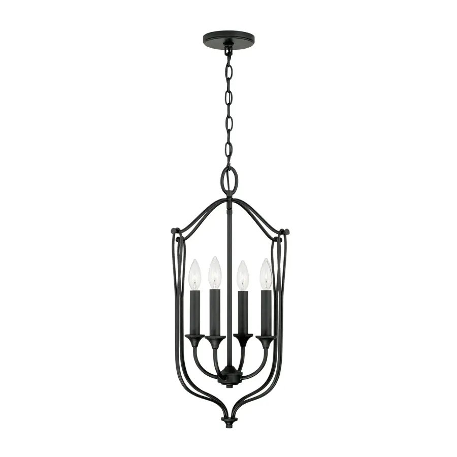 Bentley 4-Light Foyer Pendant in Black Iron
