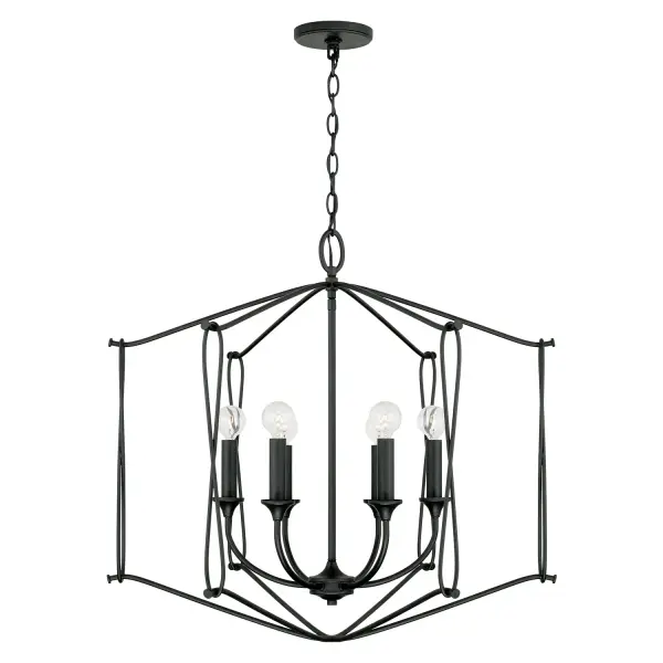 The Bentley 6-Light Foyer Chandelier combines traditional elegance with industrial edge in a substantial 28-inch design. Its Black Iron finish adds dramatic contrast while six lights provide ample illumination for grand entryways.