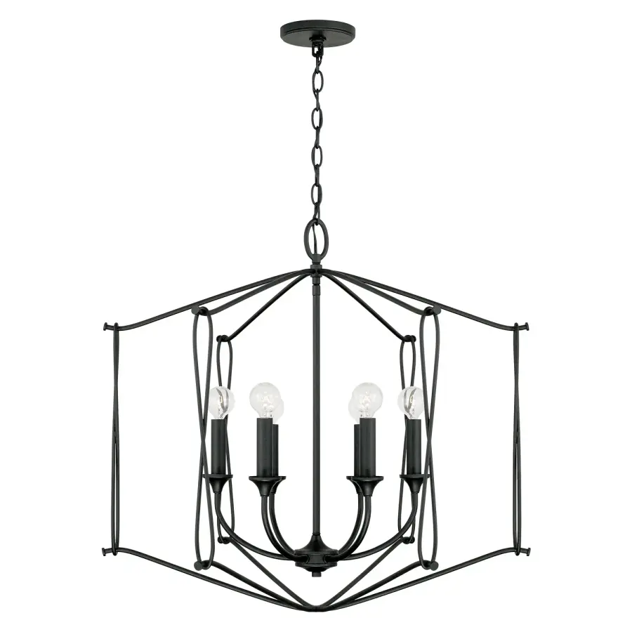 Bentley 6-Light Foyer Chandelier in Black Iron