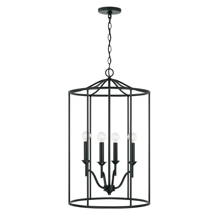 Peyton 4-Light Foyer Pendant in Matte Black