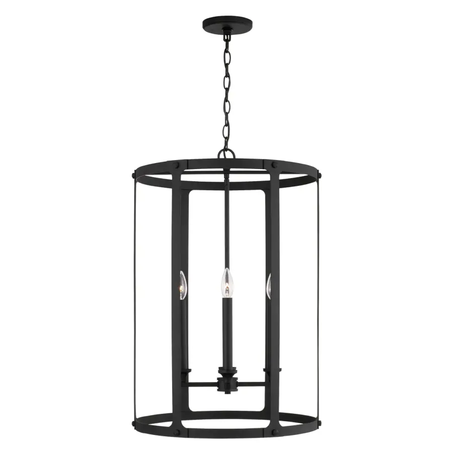 Brennen 4-Light Foyer Pendant in Black Iron