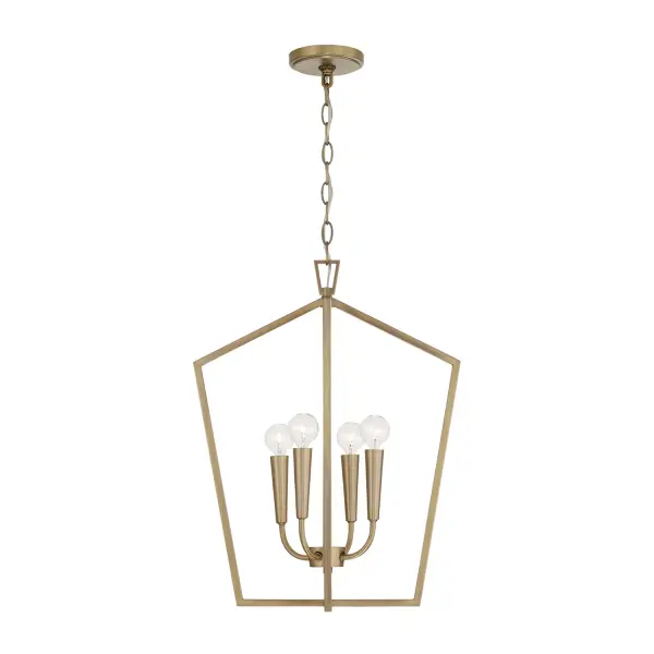 Holden 4-Light Foyer Pendant in Aged Brass