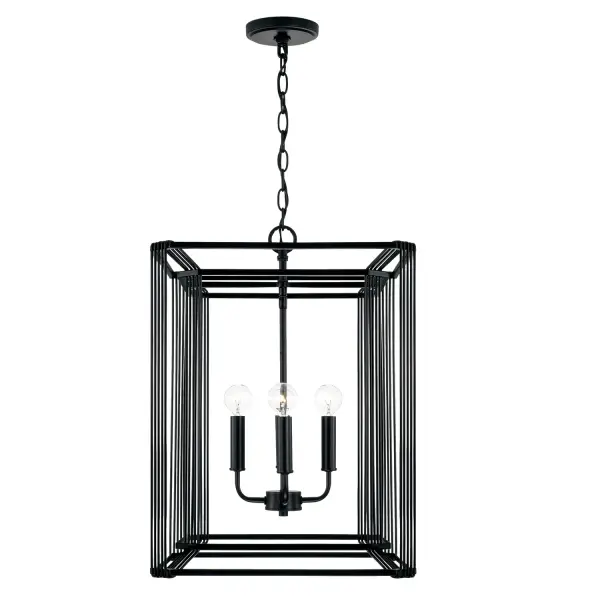 Sophisticated 4-Light Foyer Pendant with Modern Matte Black Finish