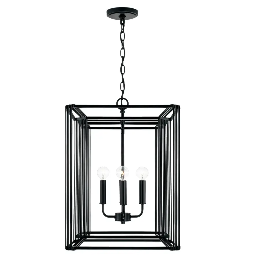 Sophisticated 4-Light Foyer Pendant with Modern Matte Black Finish