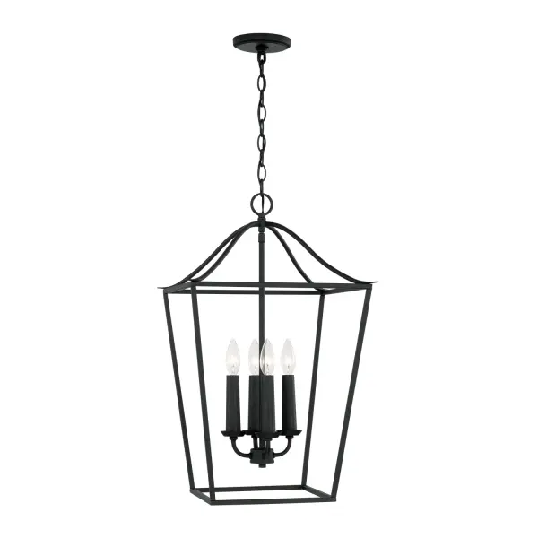 Versatile 4-Light Foyer Pendant with Timeless Black Iron Finish