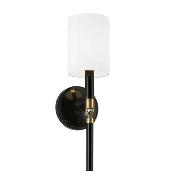 Beckham 1-Light Wall Sconce in Glossy Black and Aged Brass