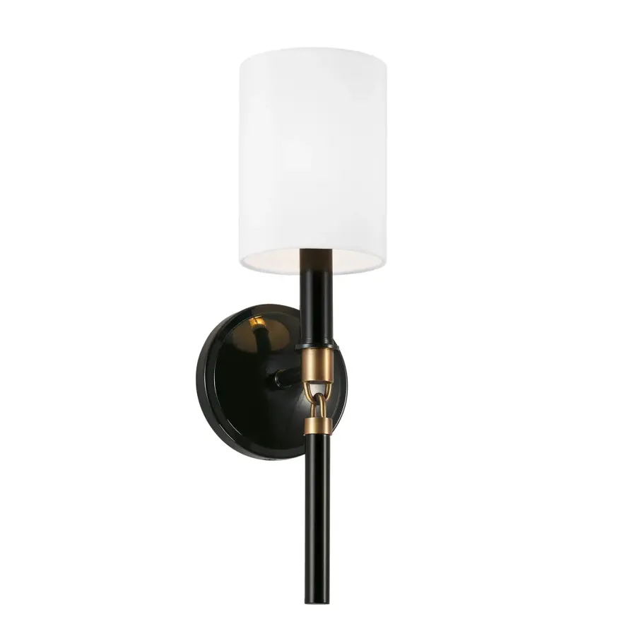 Beckham 1-Light Wall Sconce in Glossy Black and Aged Brass