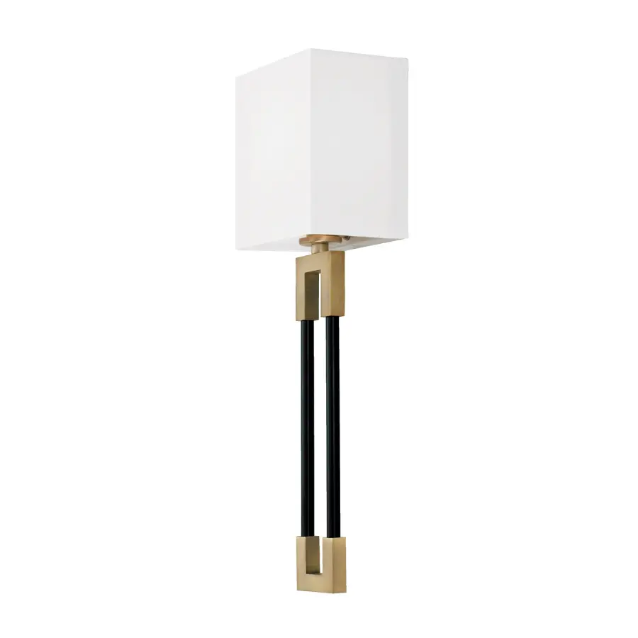 Bleeker 1-Light Wall Sconce in Aged Brass and Black
