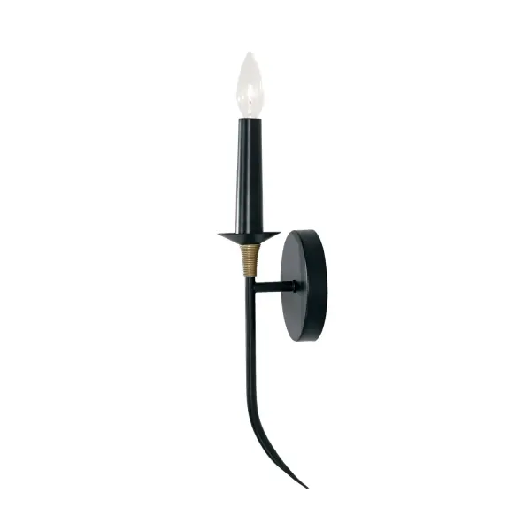 Amara 1-Light Matte Black with Brass Wall Sconce