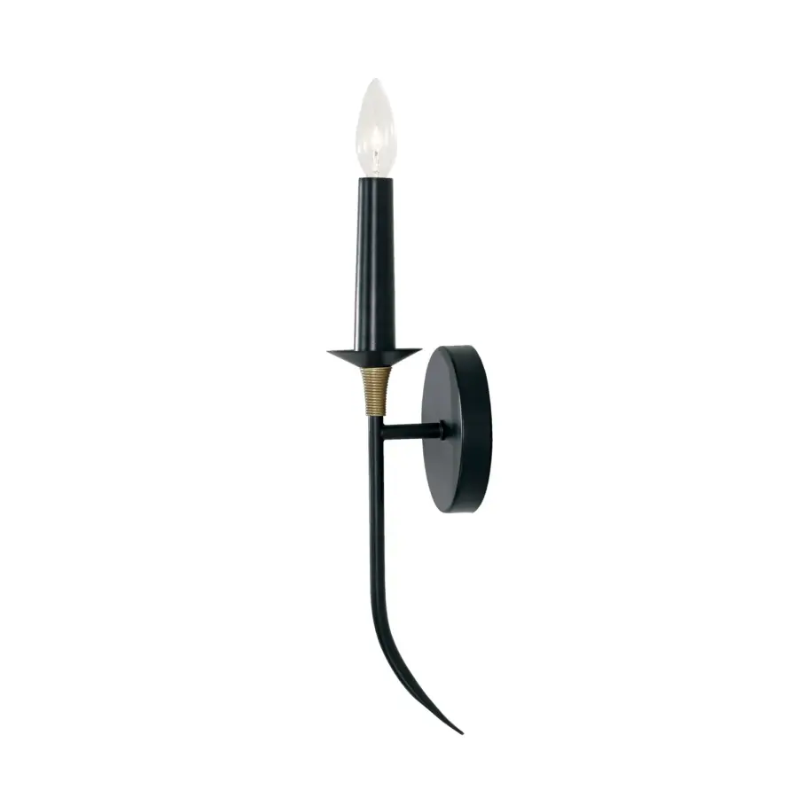 Amara 1-Light Matte Black with Brass Wall Sconce