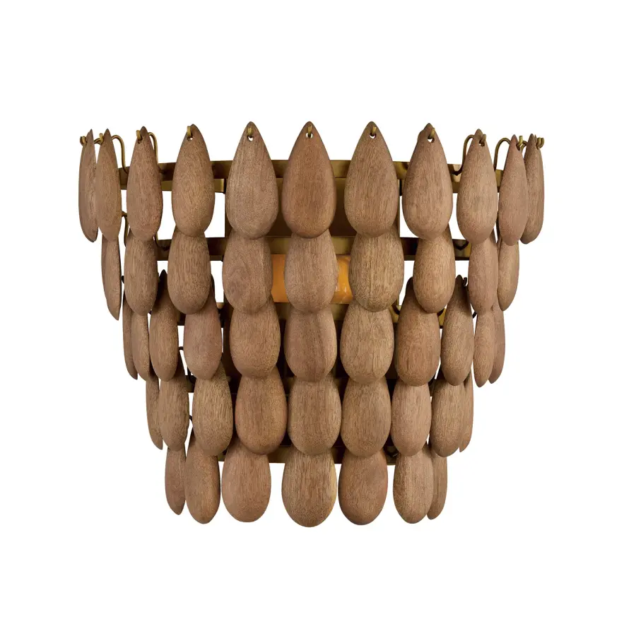 Ravi Light Wood and Patinaed Brass 1-Light Sconce