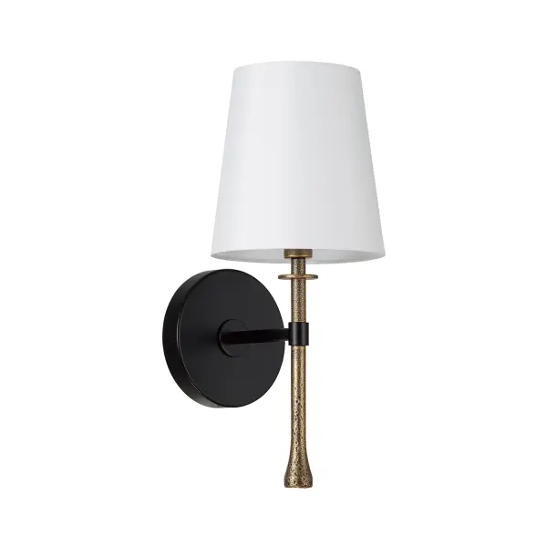 Hollis 1-Light Wall Sconce in Matte Black with Hammered Gold