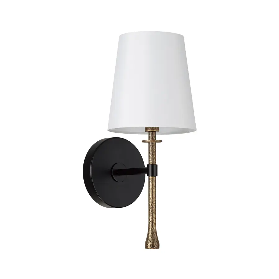 Hollis 1-Light Wall Sconce in Matte Black with Hammered Gold