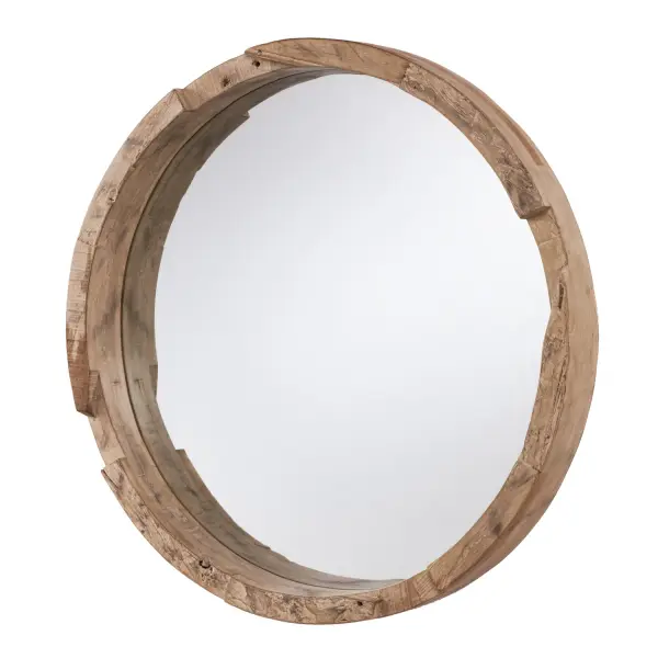 This 36-inch square decorative mirror features a natural wood frame that brings organic warmth and texture to interiors. Its neutral finish and clean lines make it adaptable to multiple design styles.