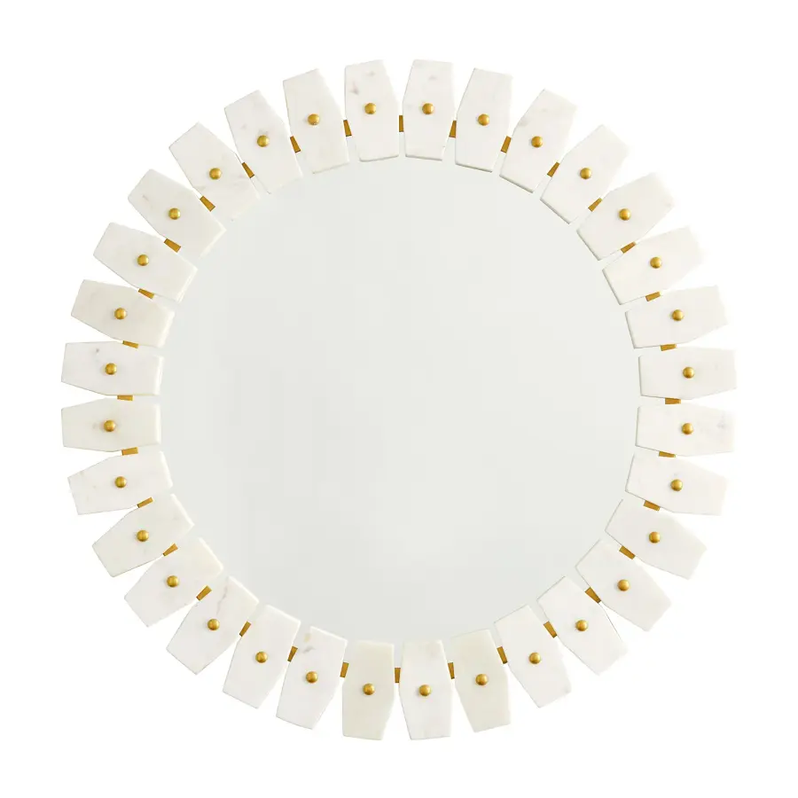 Marble Frame Mirror with Brushed Brass Accents