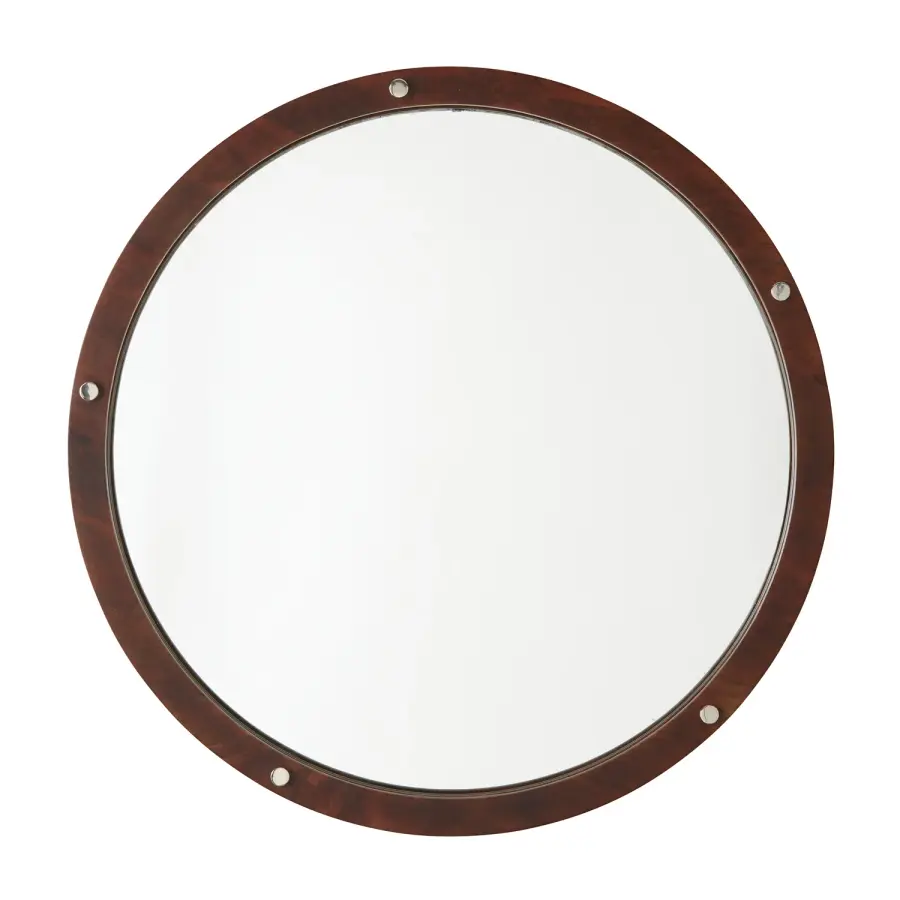 Decorative Wooden Frame Mirror with Polished Nickel Accents