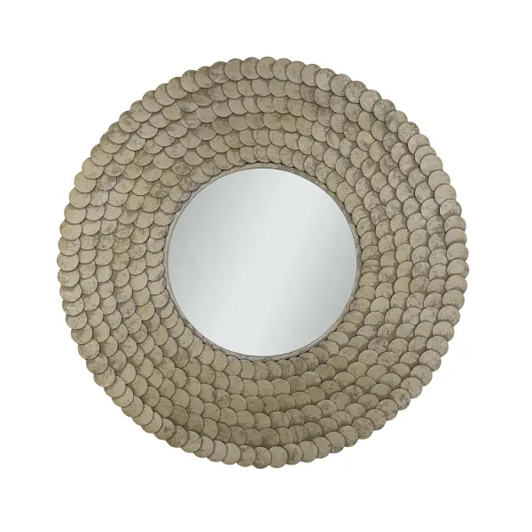 The Delphine decorative mirror features a lustrous Grecian finish that brings warmth and elegance to any space. At 32.5 inches square, it makes a bold statement while remaining versatile enough for various room settings.