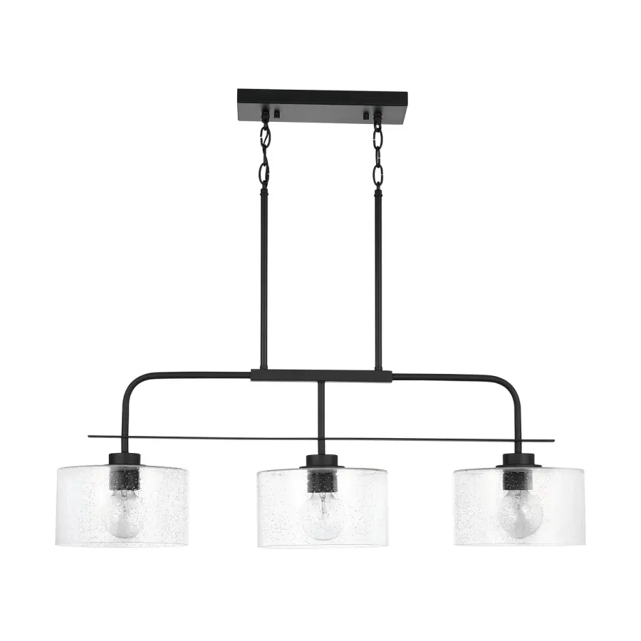 Jake 3-Light Island Pendant in Matte Black