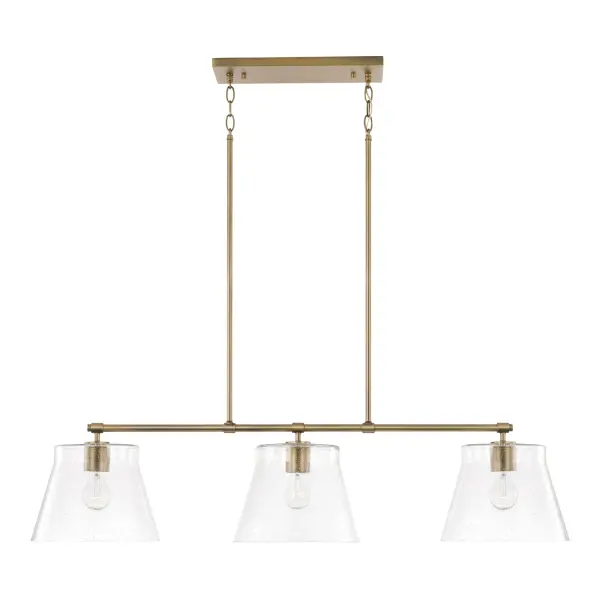 Versatile Linear Island Light with Warm Aged Brass Finish
